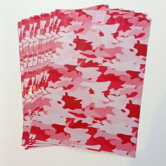 30 Poly Mailers/shipping Bags/ 30 Thank you Stickers - Pink Camo & plain white - Picture 1 of 3